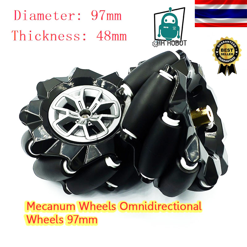 Mecanum Wheels Omnidirectional Wheels 97mm 【L R] black 1 / คู่