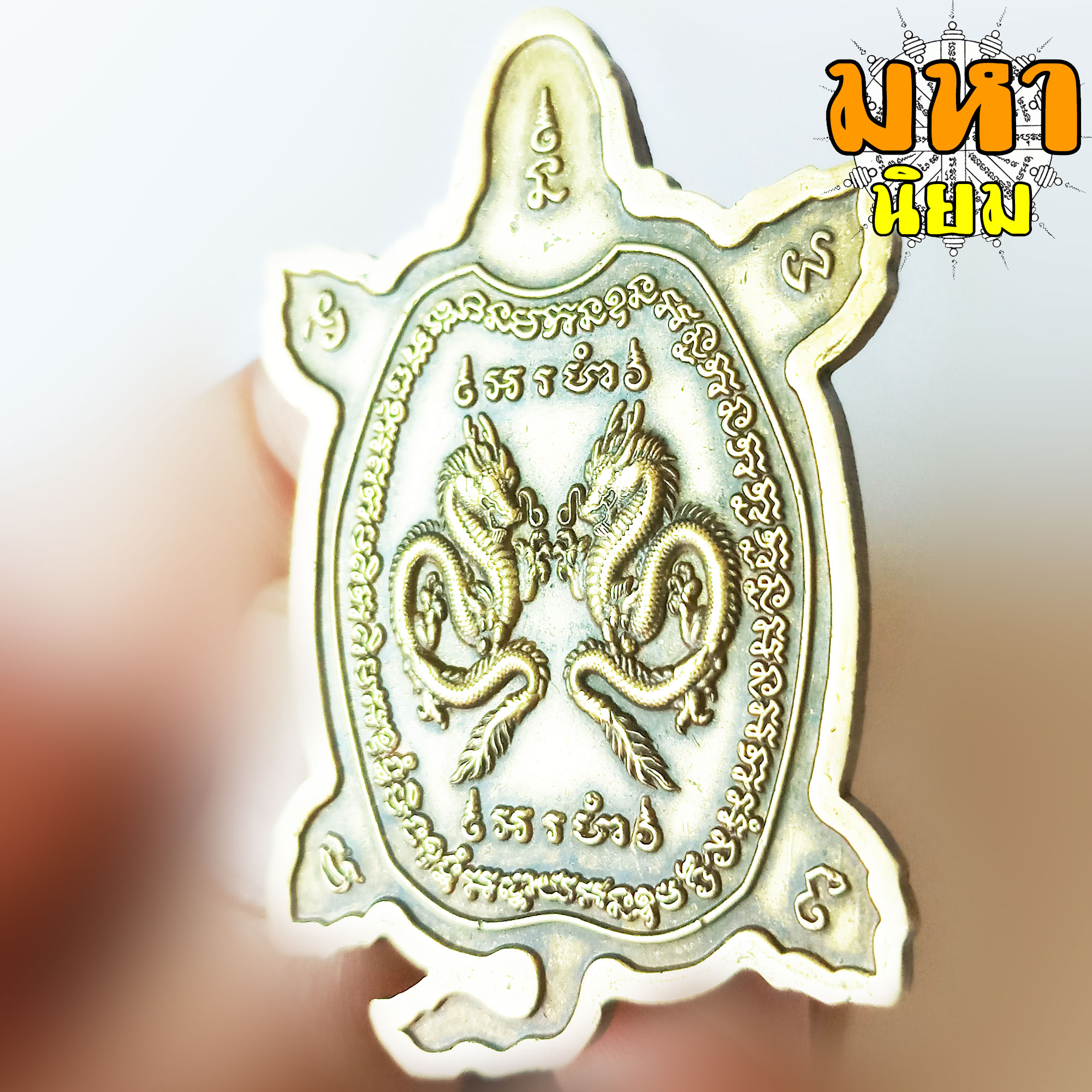 เหรียญเต่ามังกรคู่ เนื้อทอง ลงยา หลวงปู่แสน ลนฺปโน วัดหนองจิก จ.ศรีสะเกษ พร้อมกล่องอย่างดี