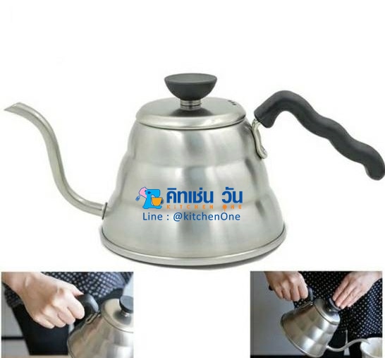 กาดริปกาแฟแสตนเลส 1000 ml มีฝาปิด กาดริปกาแฟสด Drip Coffee Kettle รุ่น ZB-2913