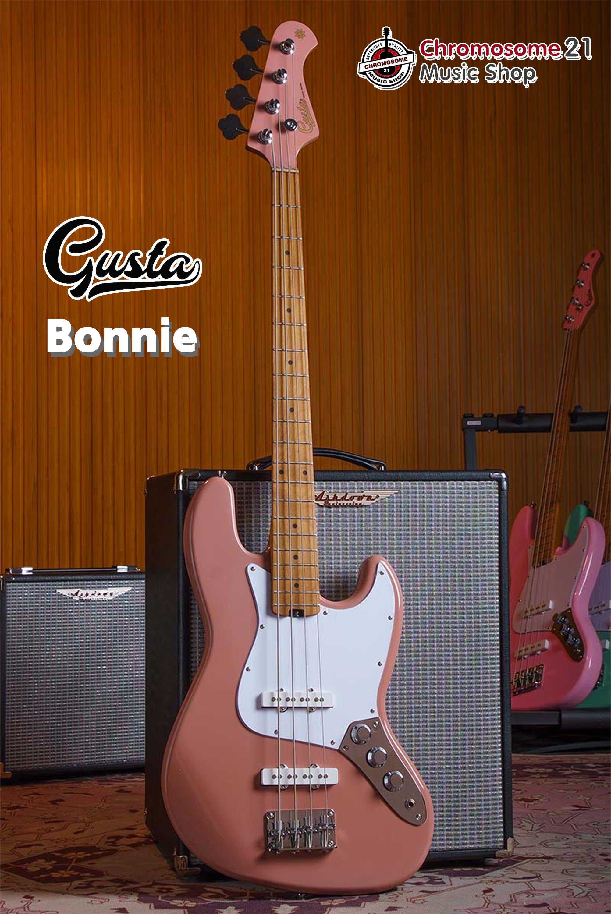 เบส 4 สาย Gusta Bonnie สี Peachy Pink