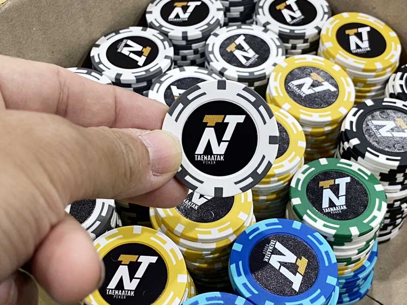 บริการพิมพ์โลโก้พร้อมชื่อ บนเหรียญ ชิฟ คาสิโน Casino หน้า-หลัง