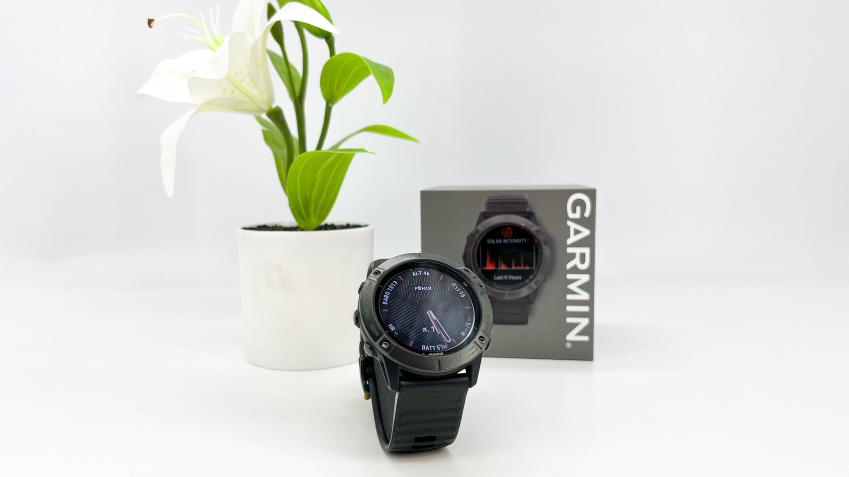 Garmin fēnix 6X Pro Solar - Titanium Carbon Gray DLC with Black Band