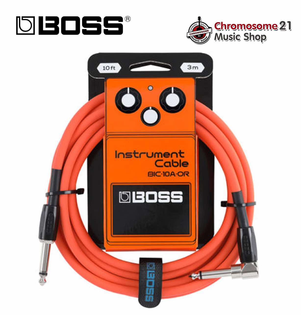 สายแจ๊ค BOSS (BIC-10A-OR) สีสัม Instrument Cable ความยาวสาย 3 เมตร
