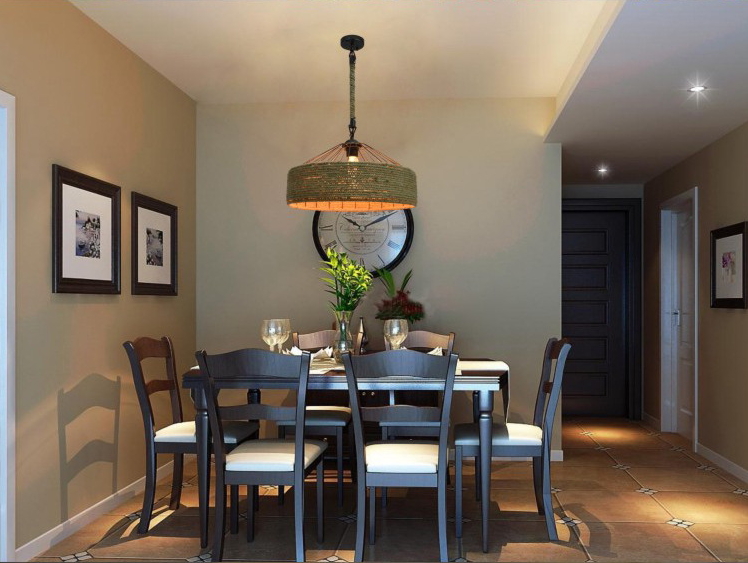 โคมไฟ American country พันเชือกลินิน ทรงกระโจม