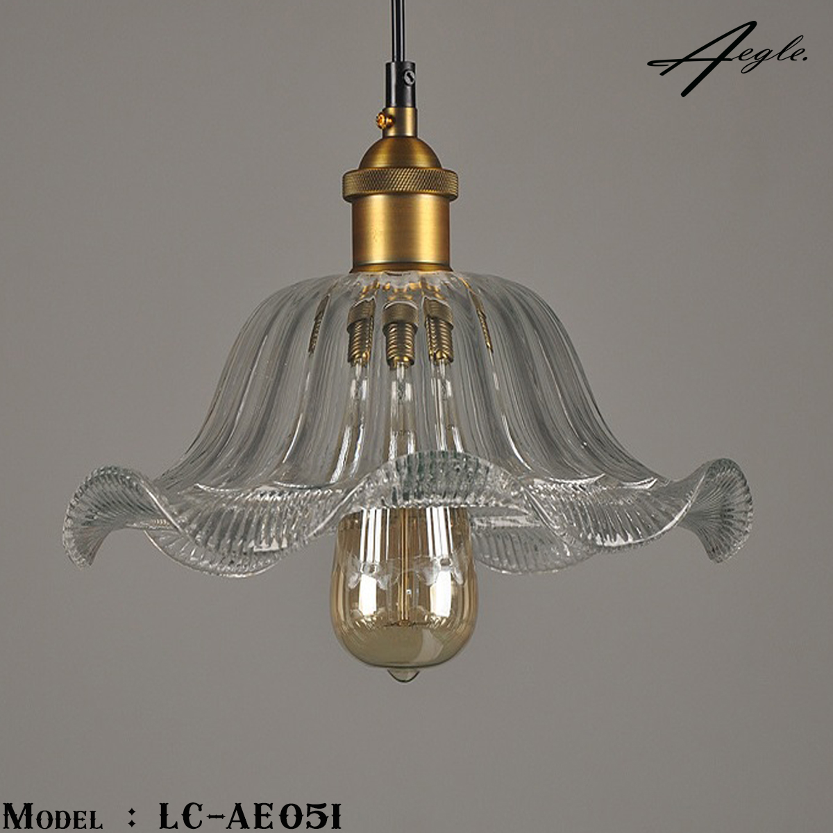 โคมไฟเพดานโต๊ะอาหารย้อนยุค ปากลอนแก้วใส