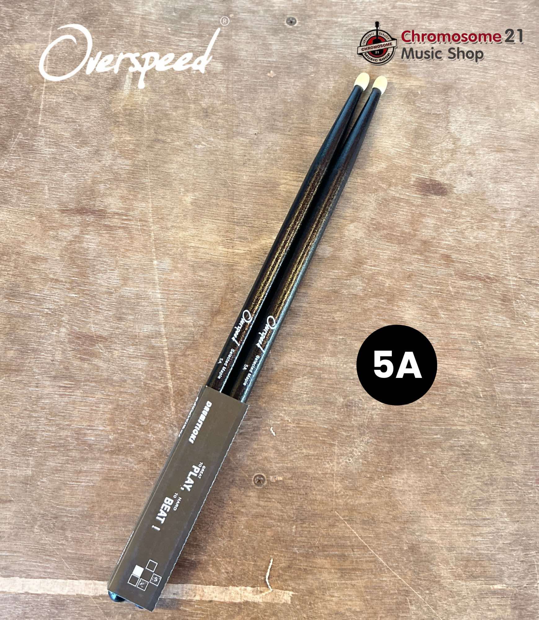 ไม้กลอง OverSpeed สีดำ ขนาด5A ผลิตจากไม้ Maple