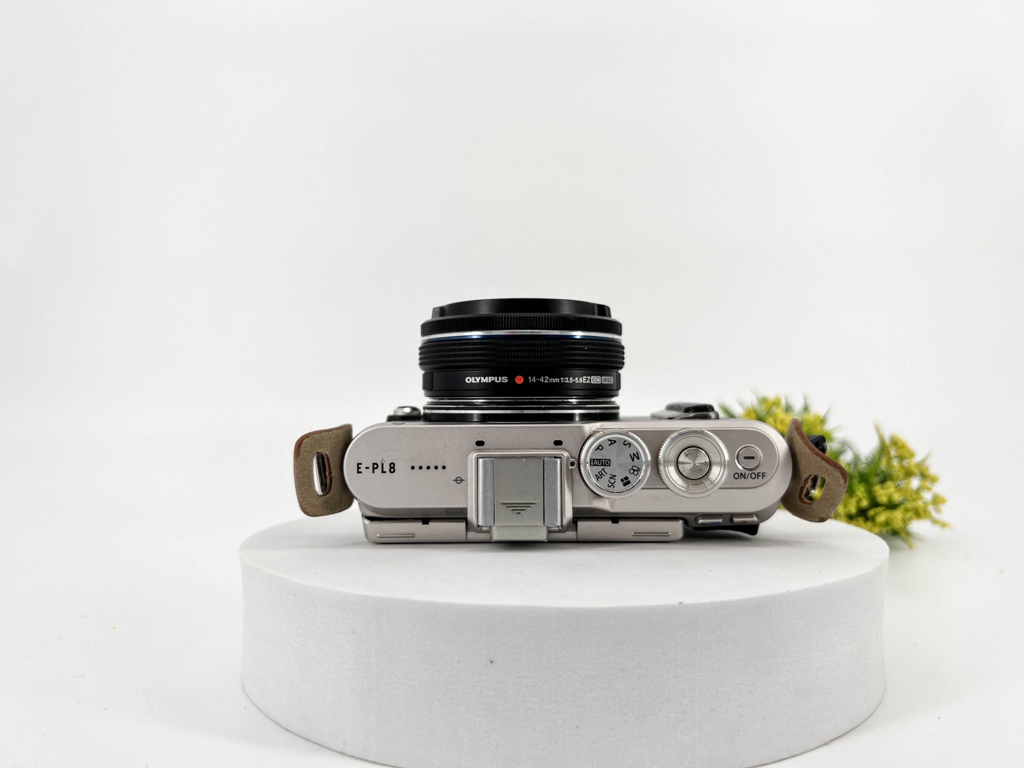 Olympus PEN E-PL8 + Lens 14-42 mm.