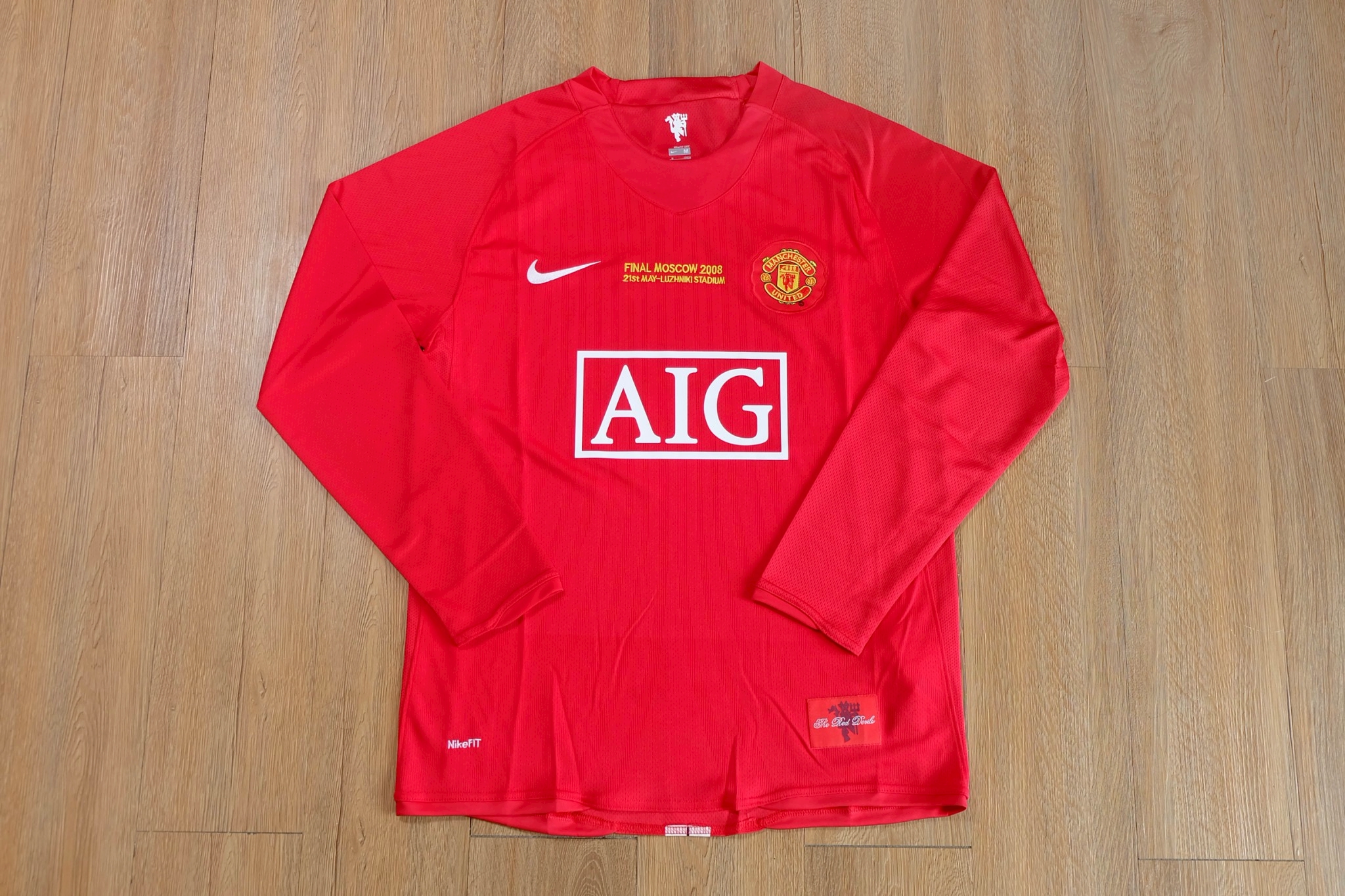 Retro เสื้อฟุตบอลย้อนยุคแมนยู แขนยาว 2007 เหย้า Retro Manchester United Home Final Moscow เรโทร คลาสสิค 2007-09