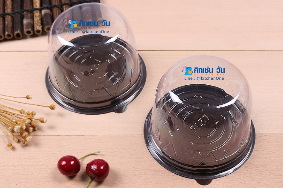 กล่องเค้กส้ม H13 กล่องโดม F057 กล่องโดมฐานสีน้ำตาล (กล่องเบเกอรี่ กล่องใส่เค้กทรงโดมพร้อมฝาใส กล่องโดม)