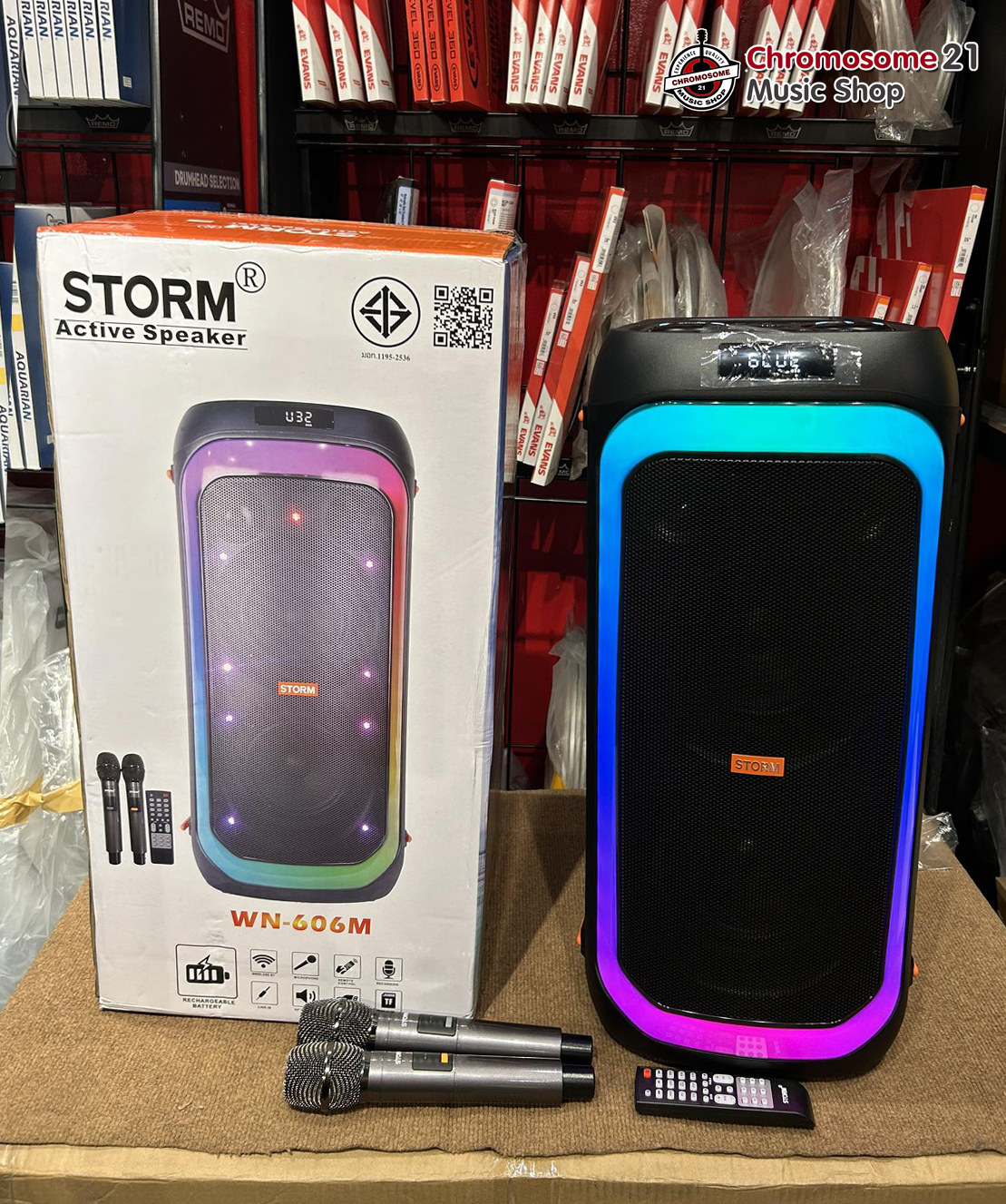 STORM WN-606M ลำโพง 6.5นิ้วx2 PARTY พร้อมไมค์ลอย2ตัว ลำโพงขนาด 6.5 นิ้ว ลำโพงบลูทูธ ลำโพงอเนกประสงค์