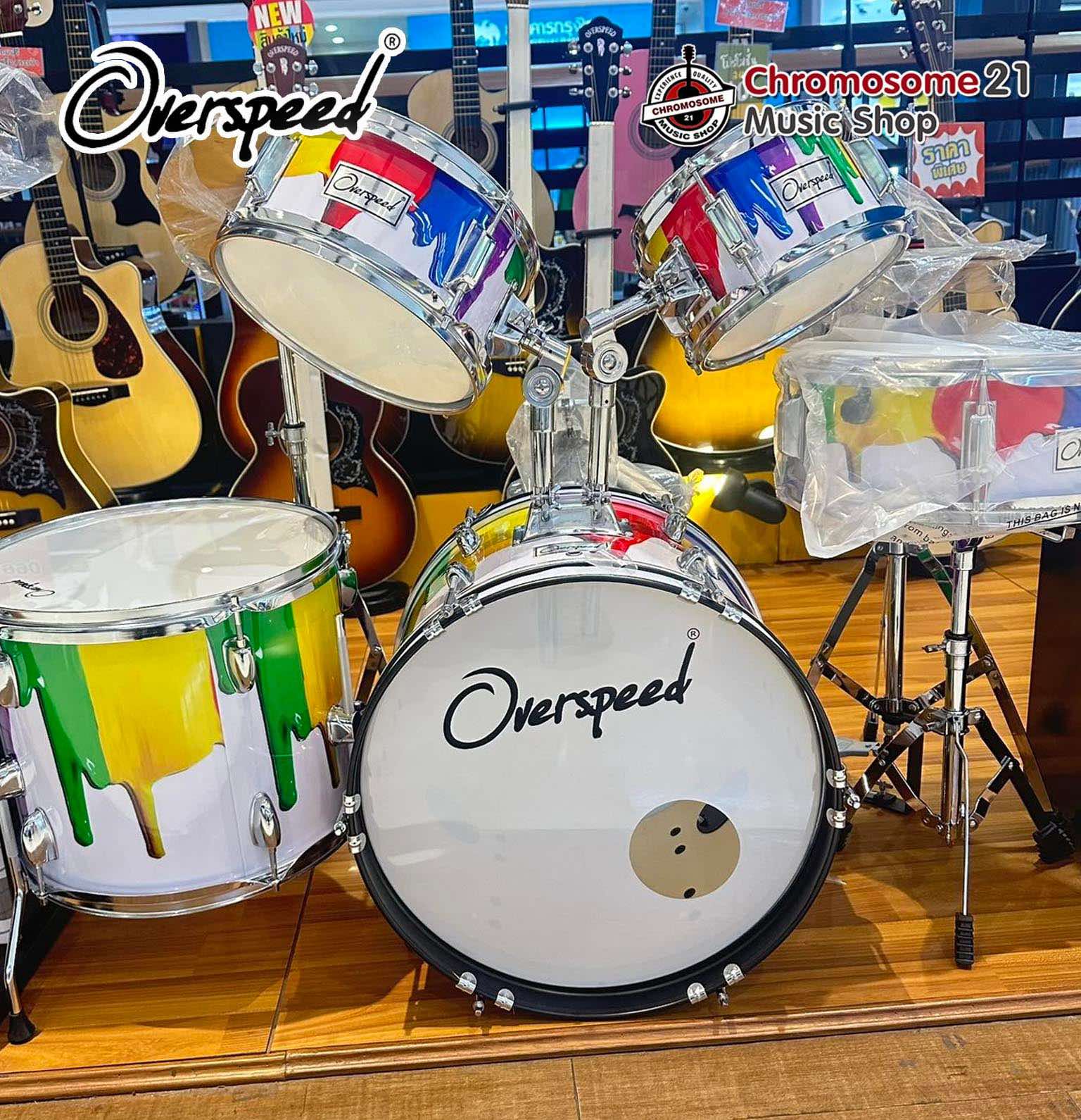 กลองชุดเด็ก OVERSPEED JUNIOR DRUM SET สี (เรนโบว์) ครบชุดพร้อมตี