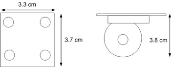ล้อหน้ารถหุ่นยนต์ Smart Car ล้ออิสระ ประมาณ 3.3 x 3.7 ซม ความสูง ประมาณ 3.8 ซม มีของในไทยพร้อมส่งทันที