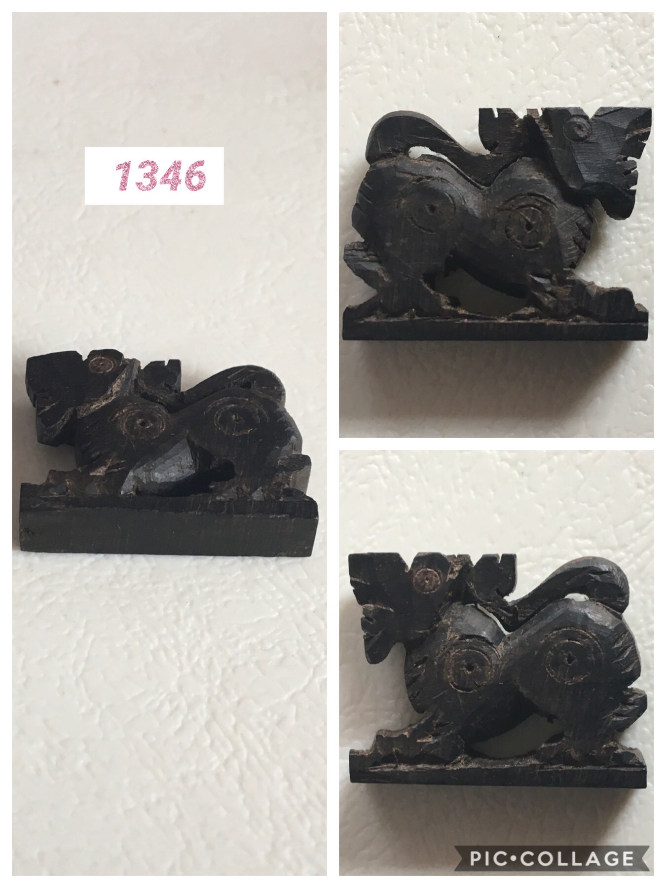 สิงห์ไม้เสาโบสถ์แกะหลวงปู่เหรียญ วัดหนองบัว กาญจนบุรี
