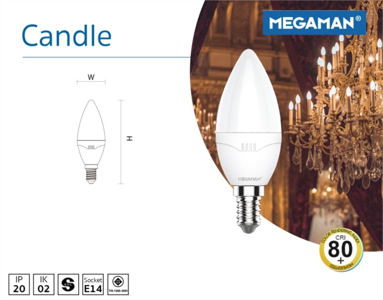 หลอดไฟ LED MEGAMAN Candle E14