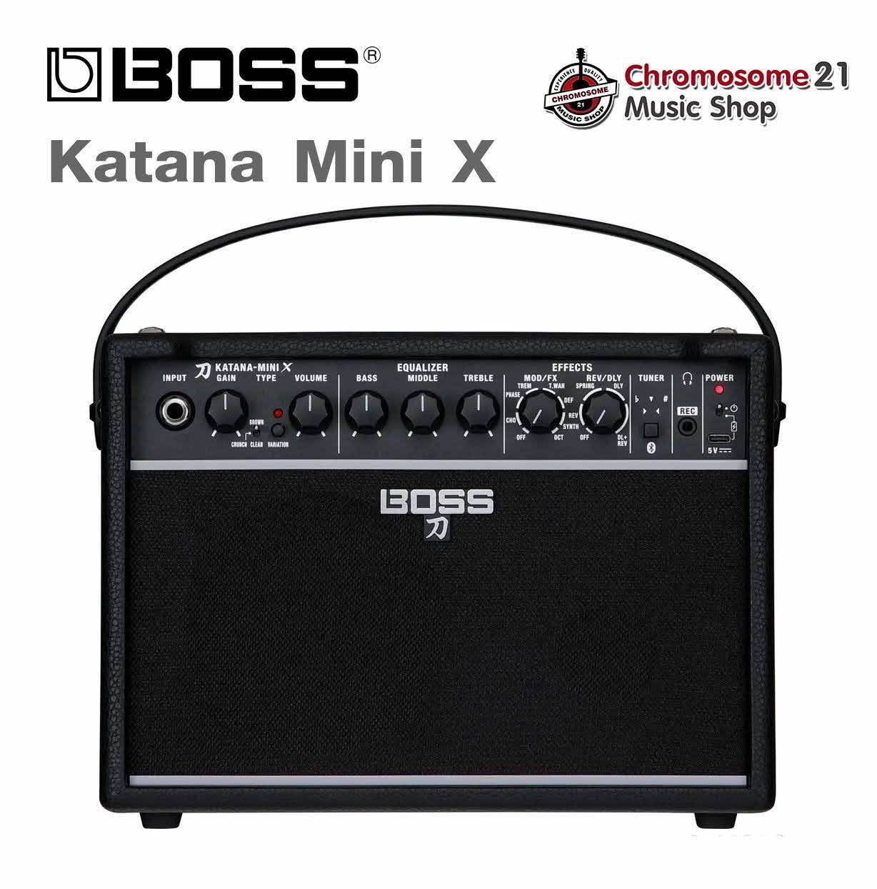 แอมป์กีตาร์ไฟฟ้า Boss Katana-Mini X รองรับ Bluetooth:มีแบตเตอรี่ใช้งานต่อเนื่อง: ประมาณ 10 ชั่วโมง