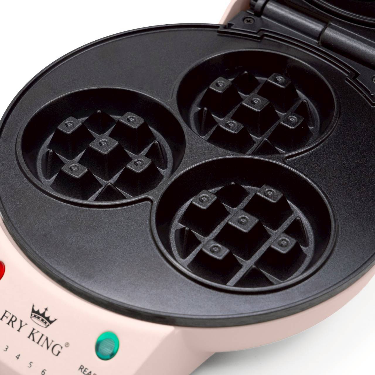 FRY KING เครื่องทำวาฟเฟิล 3 หลุม และแบบกลมใหญ่ หลุมลึก เปลี่ยนถาดได้ 2 in 1 รุ่น FR-WS03