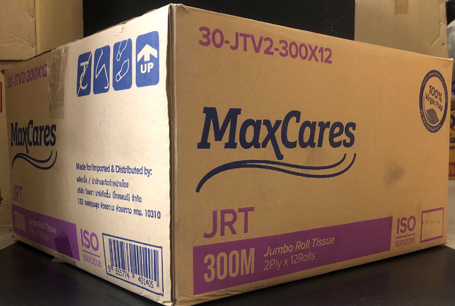 กระดาษชำระม้วนใหญ่ MaxCares JRT 2PLY 300M.