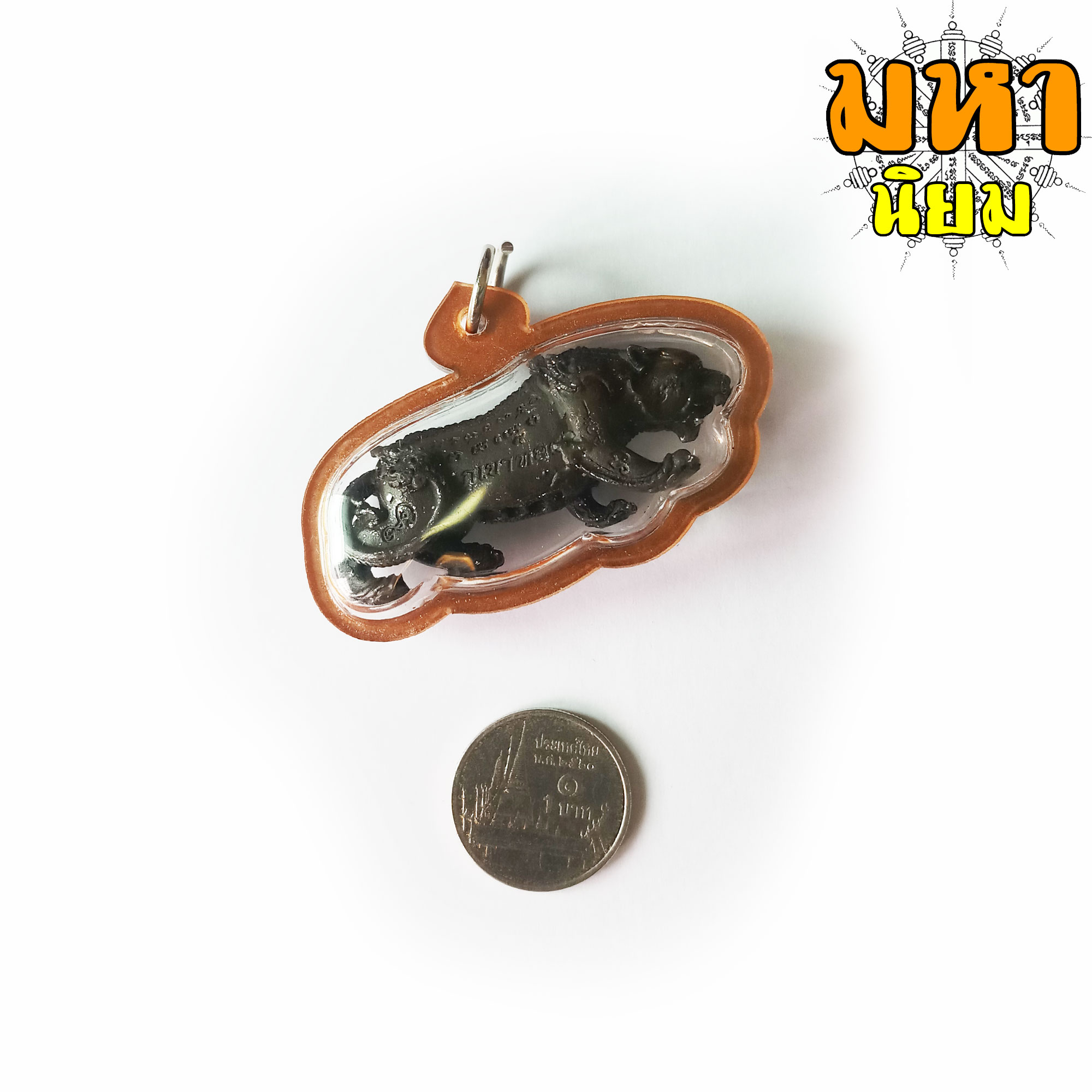 เสือเขาอ้อ พยัคฆ์ราชพุทธาคมเขาอ้อ วัดภูเขาทอง จ.พัทลุง เนื้อนวะโลหะ เลี่ยมกรอบอย่างดี