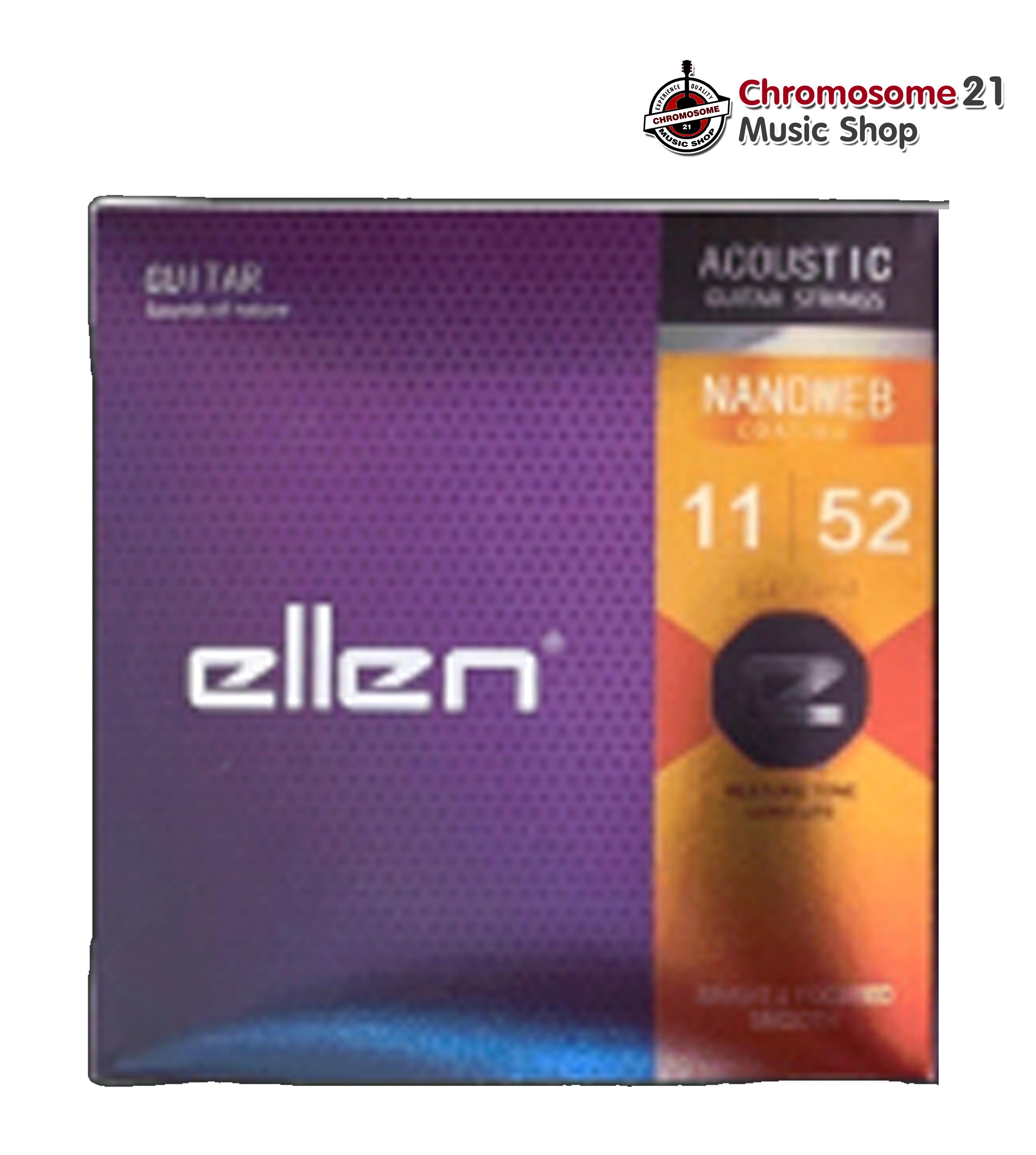 สายกีตาร์โปร่ง Ellen (สายเคลือบกันสนิม) เบอร์ 11/52