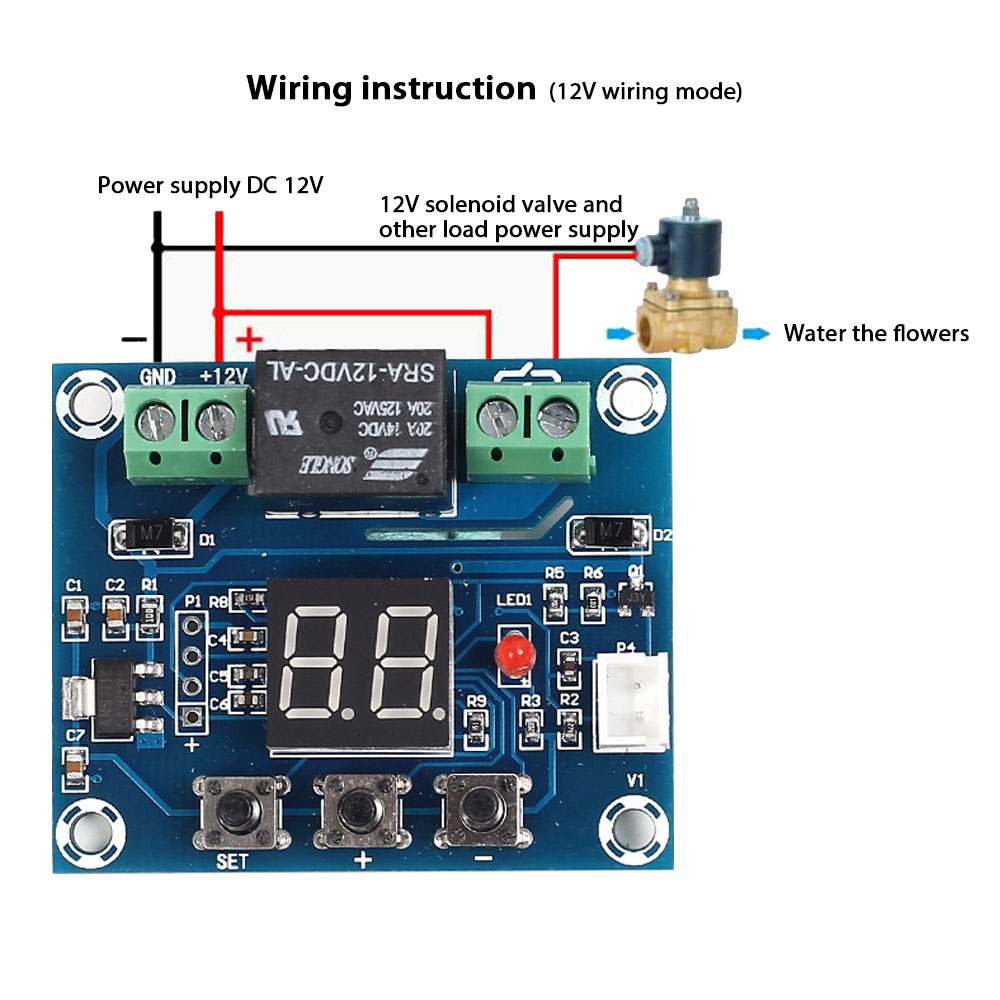 วงจรวัดความชื้นในดินเพื่อควบคุมการรดน้ำต้นไม้ XH-M214 Output Relay 12Vdc โมดูลรดน้ำต้นไม้อัตโนมัติ