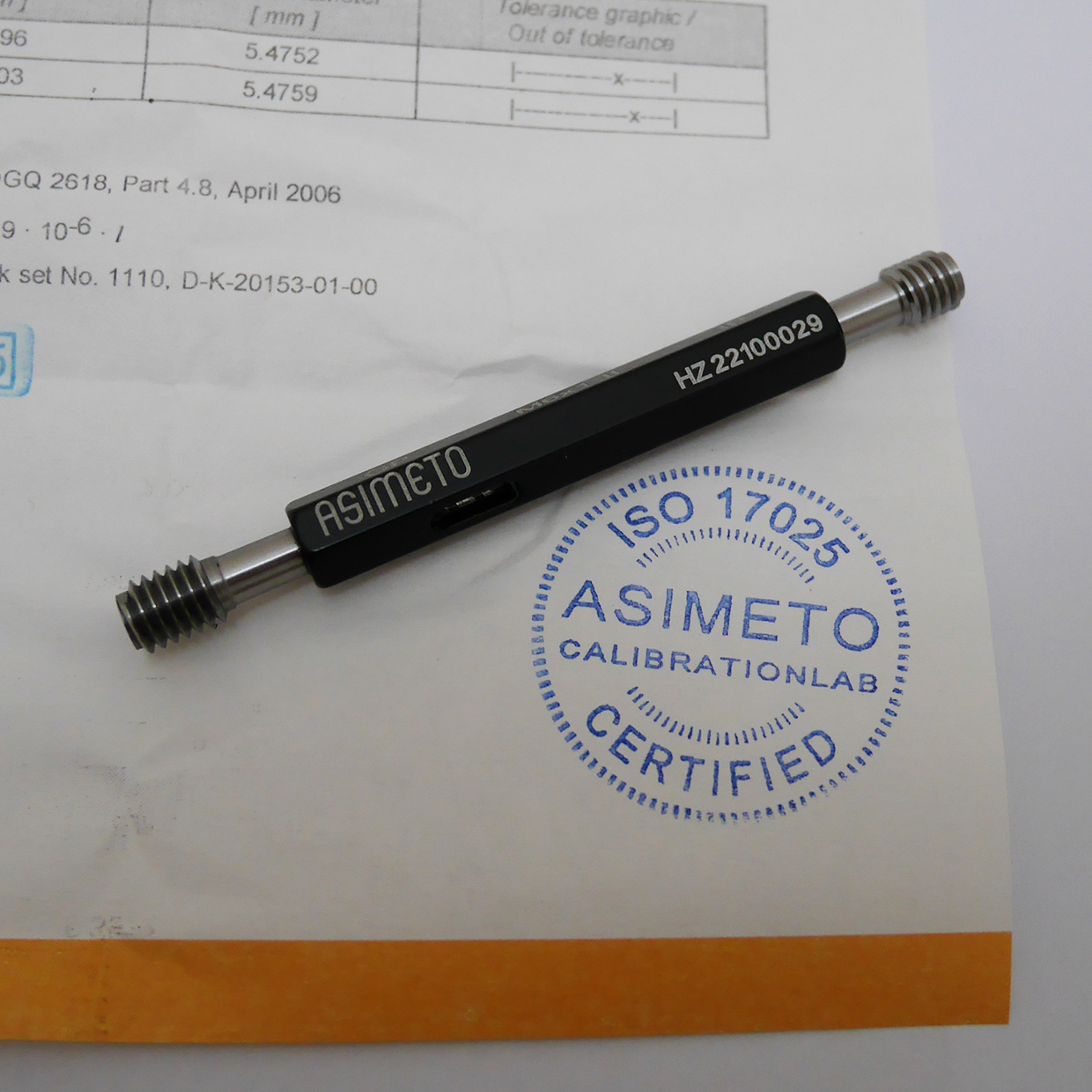 Asimeto Thread plug gauge M6 x 1 GPIP2