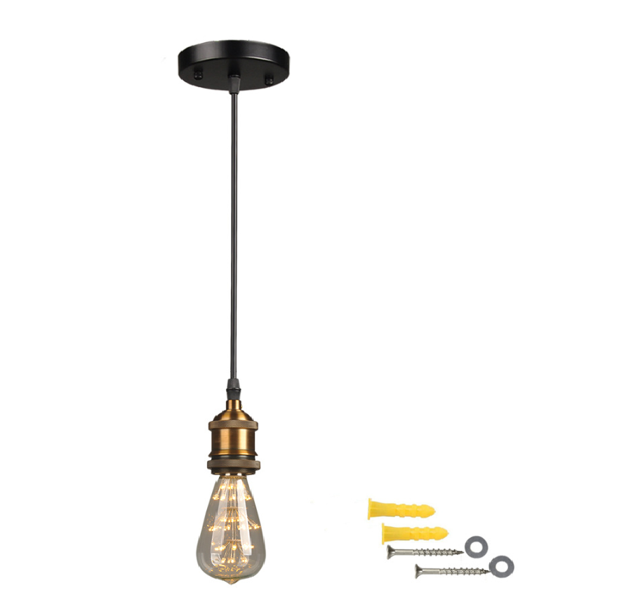 ขั้วรับหลอดไฟ เหล็ก-ceramic สี Bronze E27 สายไฟรวมเพลทยาว 1.5 m.