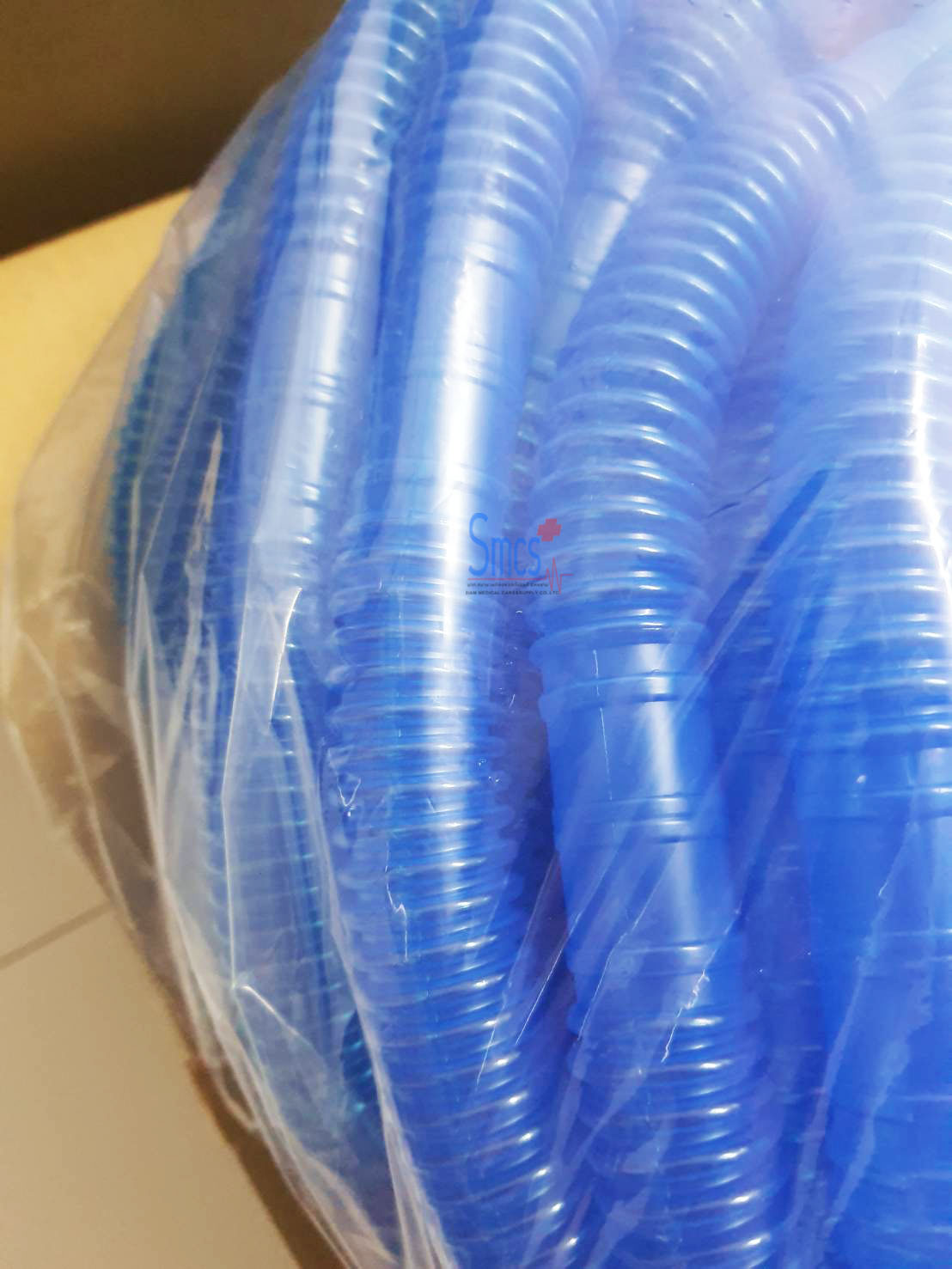 สายออกซิเจนงวงช้าง ( Dispos Corrugated Tube ) G6002 Blue 22mm 100ft
