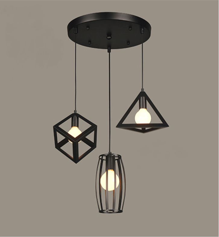 โคมไฟห้อยเพดานเหล็กเหล็กสไตล์ Nordic minimalist 3 หัว เพลทกลม 30 cm.