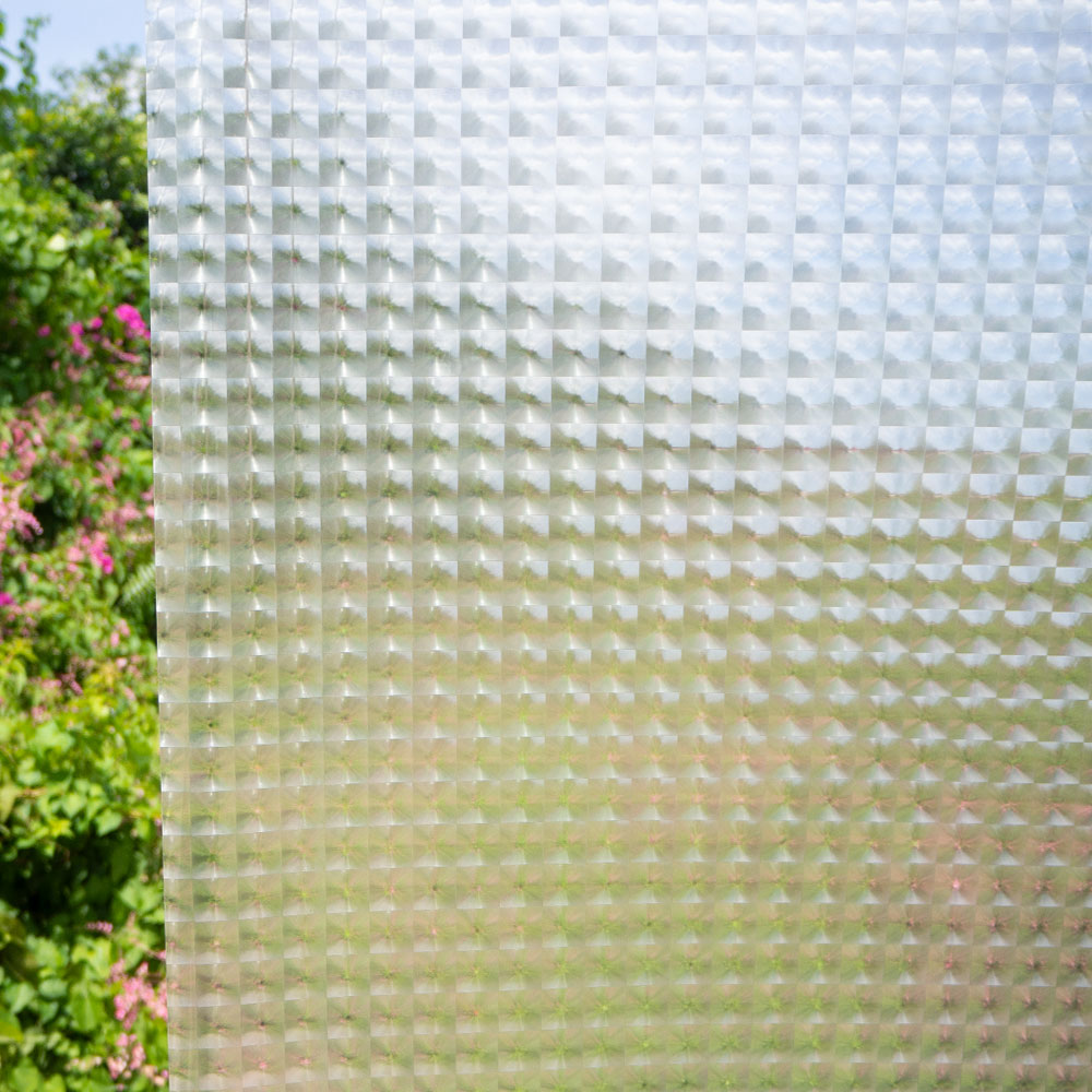 ฟิล์มติดกระจก สูญญากาศ ลายตาราง ขาวขุ่น ใส (SVK-S010) ตัดขายเป็นเมตร ฟิล์มติดกระจก บังตา กันUV ลดความร้อน PVC ไม่มีกาว ลอกแล้วติดใหม่ได้ ติดหน้าต่าง นำเข้าจากเกาหลี