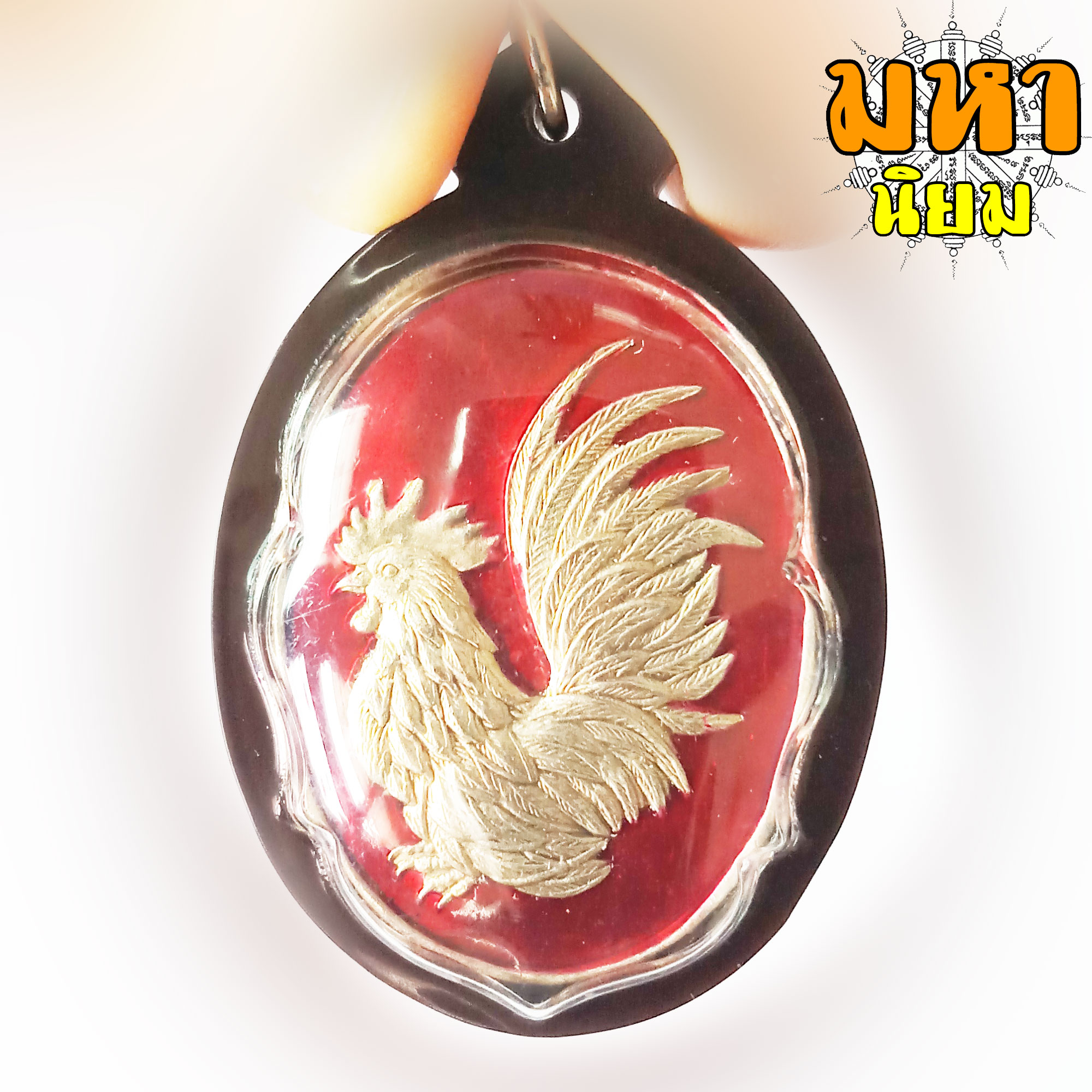 เหรียญไก่คู่บารมี เนื้ออัลปาก้าลงยา หลวงปู่สรวง วรสุทฺโธ วัดถ้ำพรหมสวัสดิ์ จ.ลพบุรี เลี่ยมกรอบอย่างดี