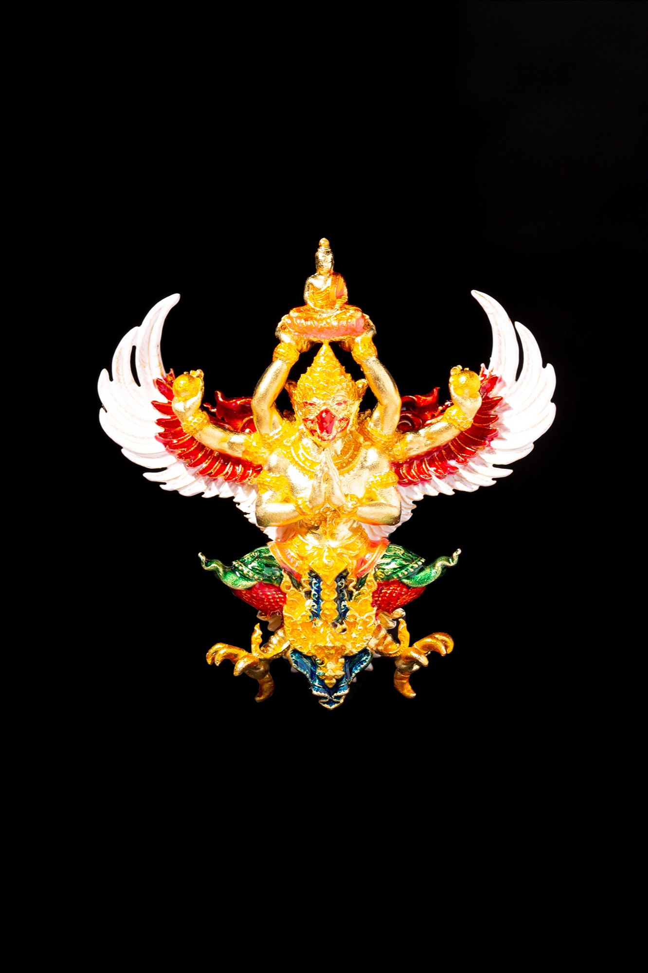 พญาครุฑเชิดชูพระศาสนา ราชันมหาเศรษฐีรุ่น 3 วัดครุฑธาราม จ.พระนครศรีอยุธยา เนื้อบรอนซ์ทองลงยาชาวดี (พิมพ์ใหญ่)