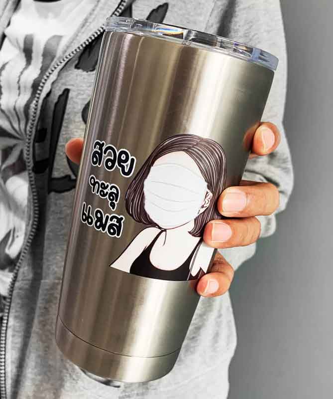 แก้วทรง YETI พร้อมพิมพ์รูปจากอินเตอร์เนต การ์ตูน