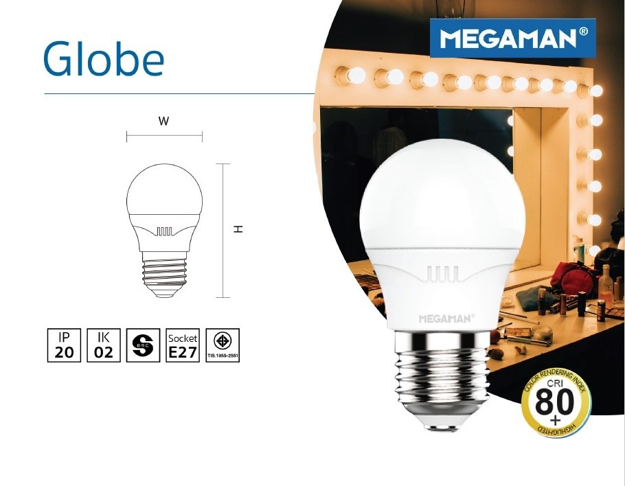 หลอดไฟ LED MEGAMAN Globe E27