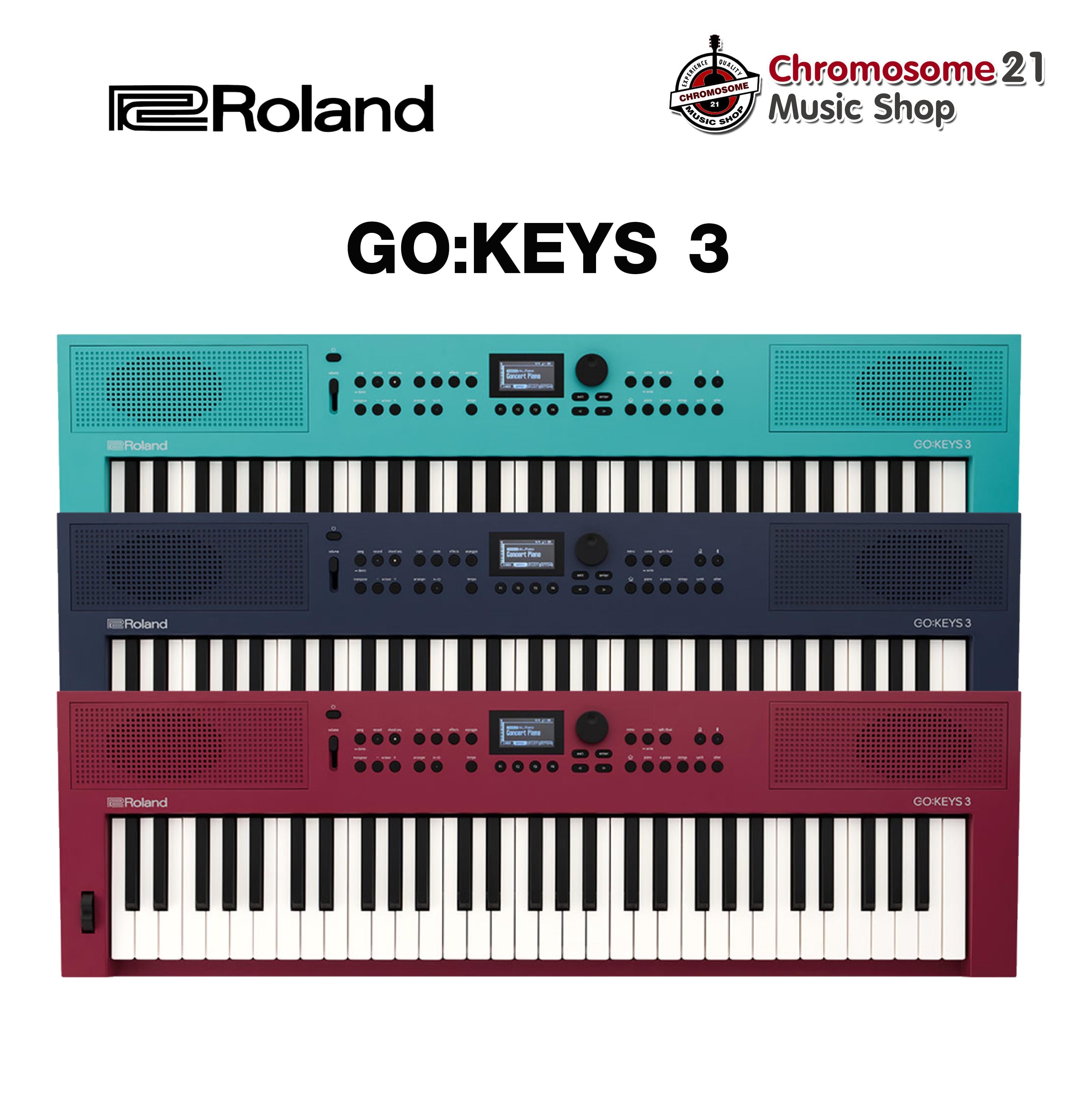 คีย์บอร์ดไฟฟ้า Roland GO KEYS 3 มี3 สีเทอร์ควอยซ์ .สีแดงเข้ม,มิดไนท์บลู