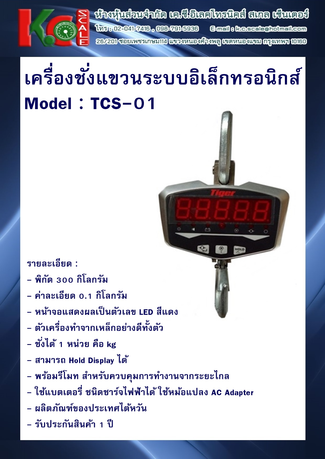 เครื่องชั่งแขวน TCS-01-300kg