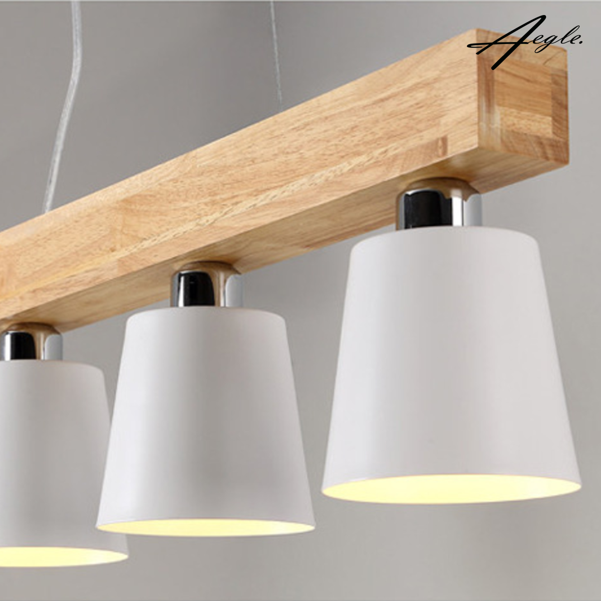 โคมไฟห้อยเพดาน คานไม้เนื้อแข็ง โต๊ะอาหาร 5โคม