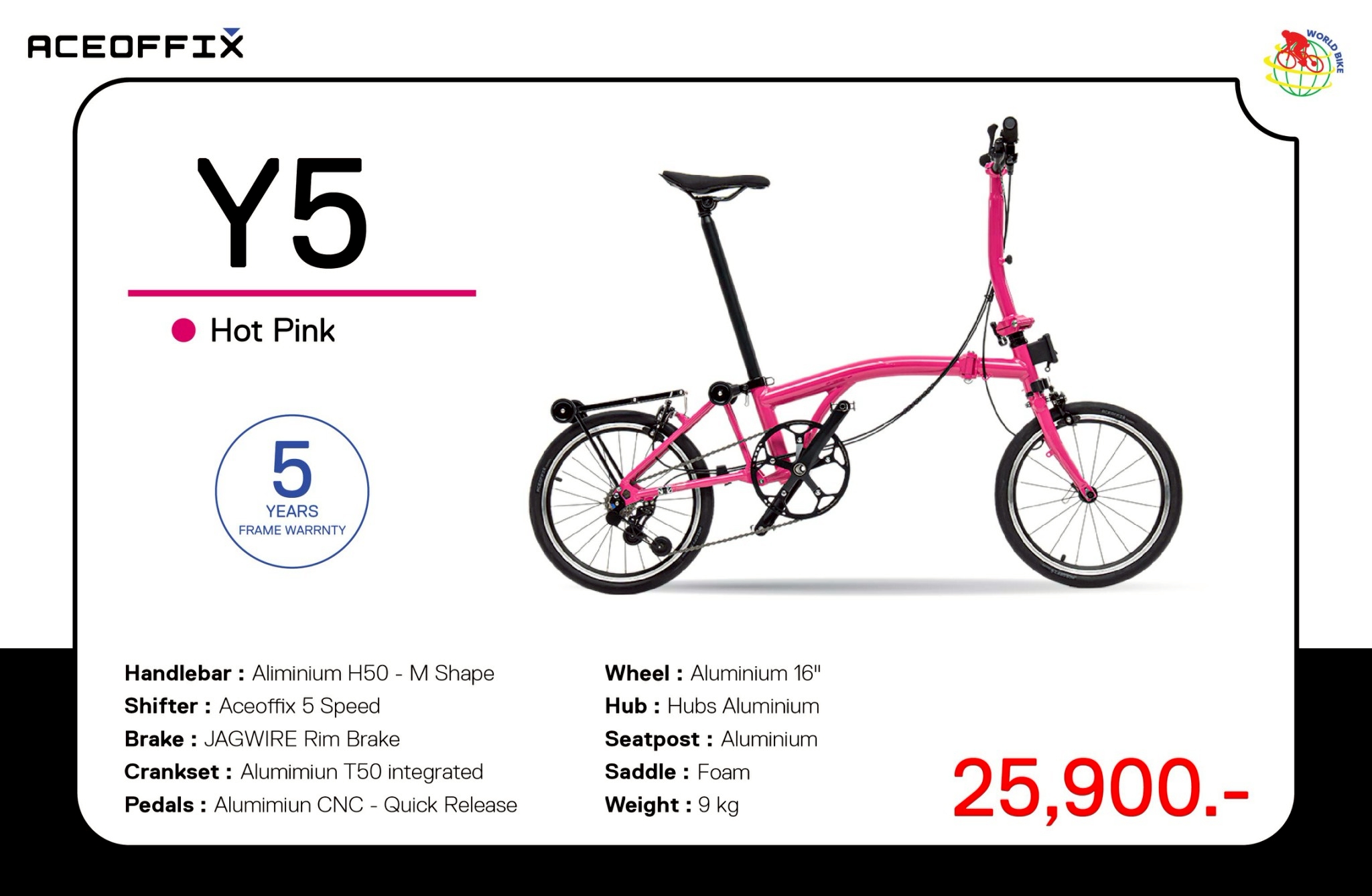 จักรยานพับได้ ACEOFFIX รุ่น Y5