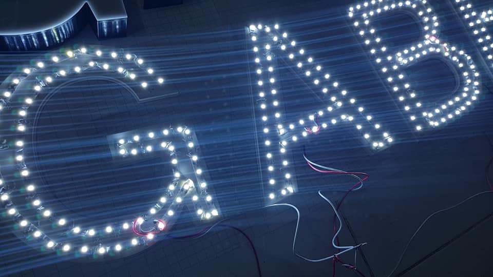 ตัวอักษรไร้คิ้ว ขอบ 3D "GABBA"