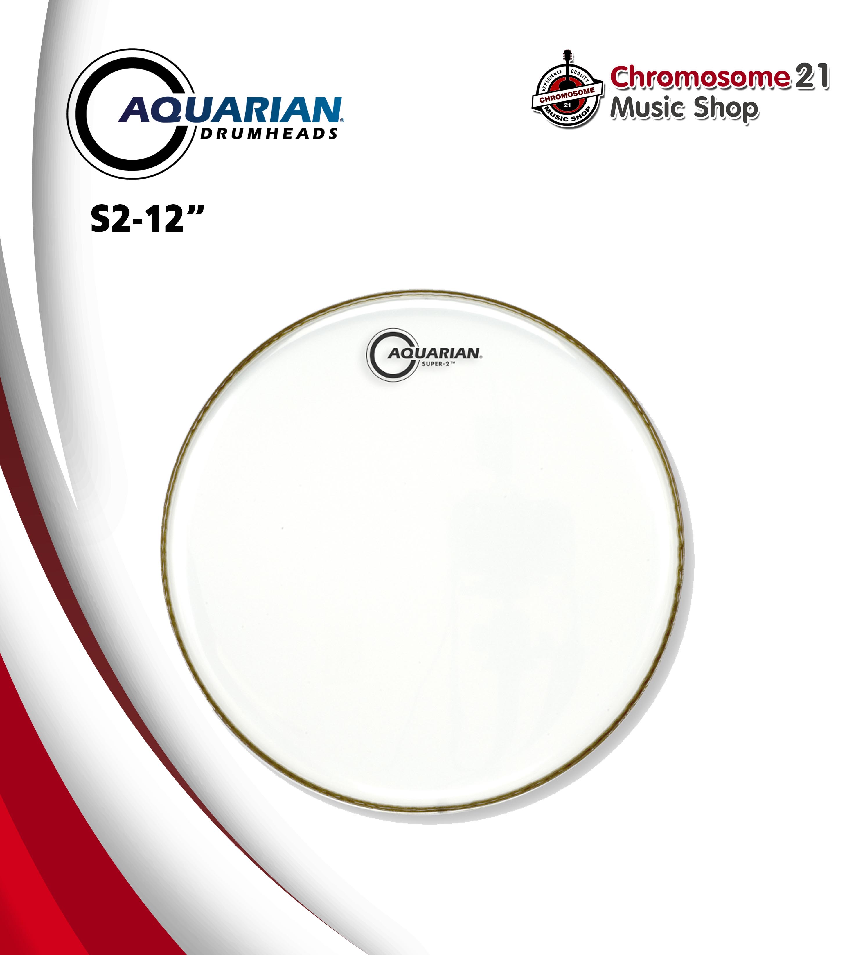 หนังกลองทอม Aquarian รุ่น Super-2 S2-12 (หนังใสสองชั้นแบบพิเศษ) ขนาด12นิ้ว