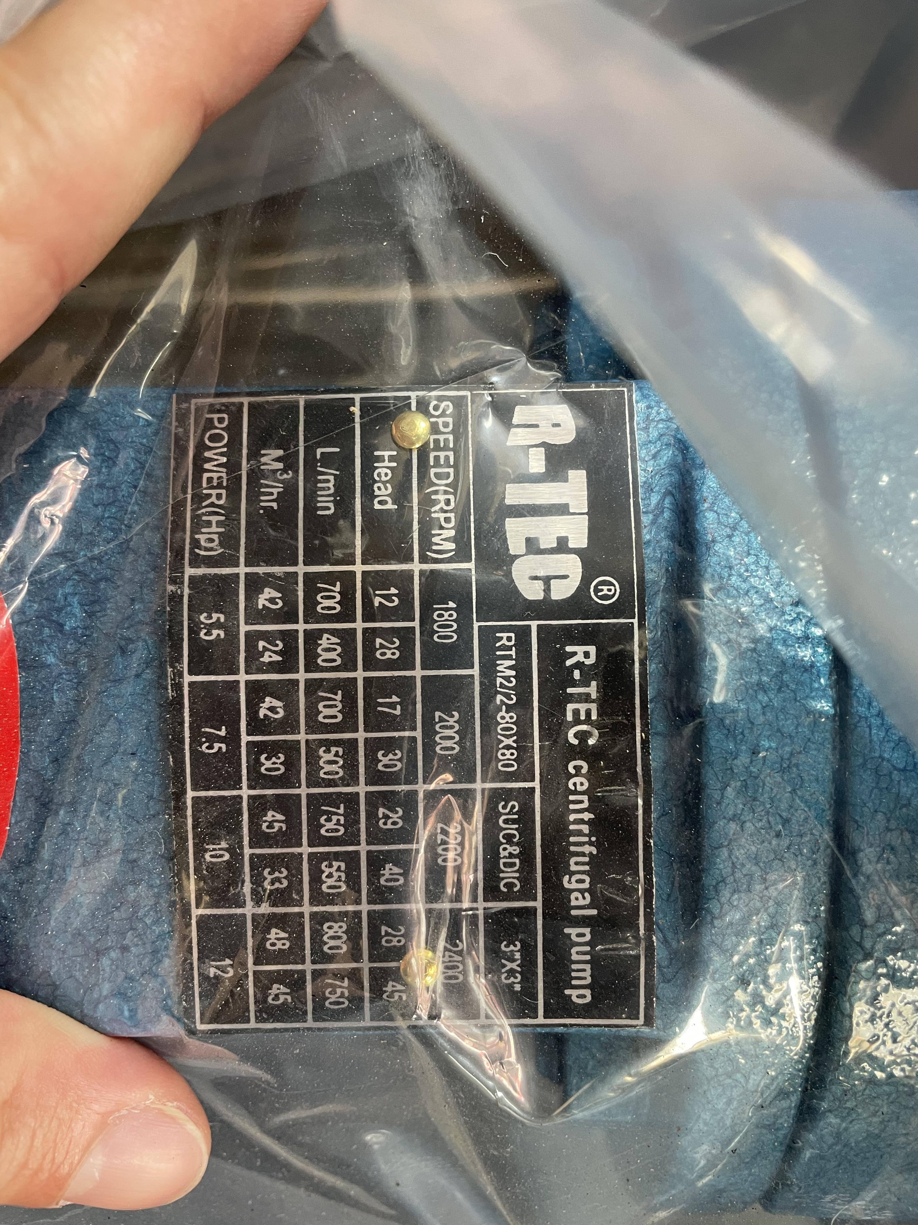 [WP-FD] ปั๊มหอยโข่งเพลาลอย R-TEC รุ่น RTM3-100x80 ชนิดแรงดันสูง 3ใบพัด ท่อ4x3นิ้ว