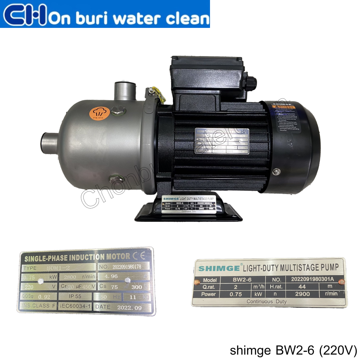 ปั๊ม Multistage แนวนอน SHIMGE BW 2-6 1HP (220V)