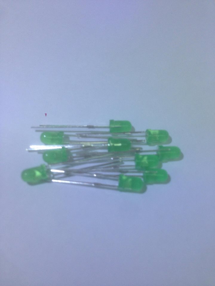 LED 3MM Green ไฟ LED สีเขียวขนาด 3mm จำนวน 10 ดวง led 10