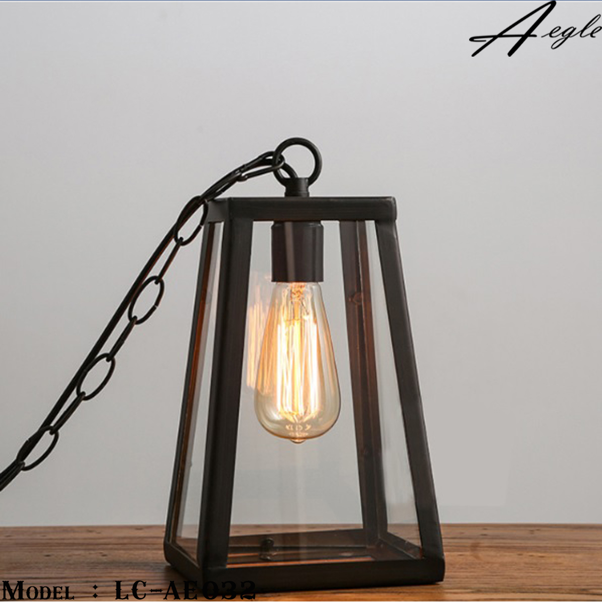 โคมไฟห้อยเพดานทรงกล่องกระจกสี่เหลี่ยม