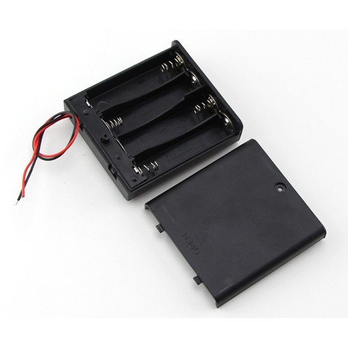 รางถ่าน AA 4 ก้อน 6V พร้อมสวิตช์และฝาปิดด้านหลัง มีสวิตช์ในตัว พลาสติกแข็งแรง