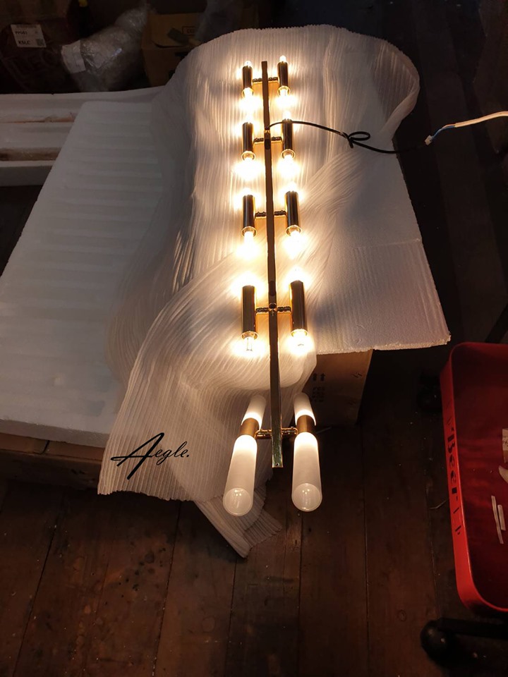 โคมไฟห้อยเพดาน luxury modern minimalist ก้านกลมทอง 20 หัว G9