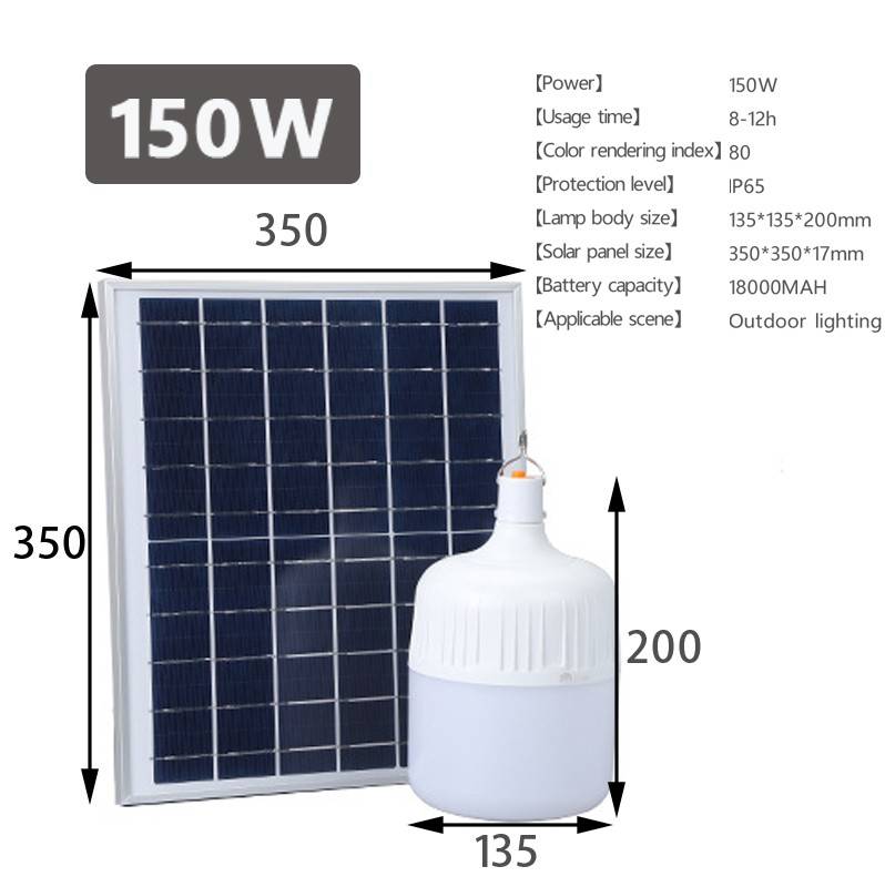 Strong Hot Solar Light ไฟตุ้ม โซล่าเซลล์ 50W/100W/150W Solar Cell Light Bulb แผงโซล่าเซลล์และหลอดไฟ Solar Bulb