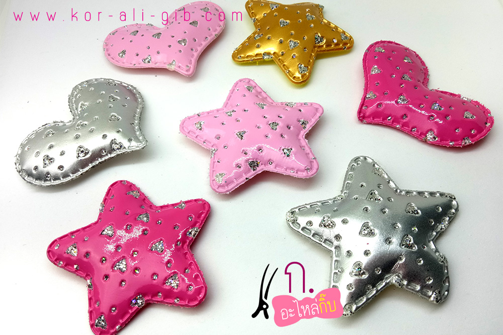 AA035 หัวใจดาว ประดับเพชร คละสี (แพค 20 ชิ้น)
