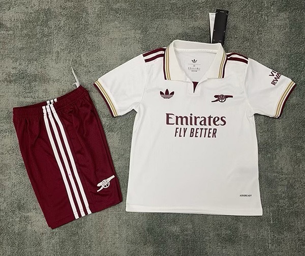 ชุดฟุตบอลเด็ก – อาร์เซนอล เยือน สีครีม Fans Edition เกรดแฟนบอล 2025