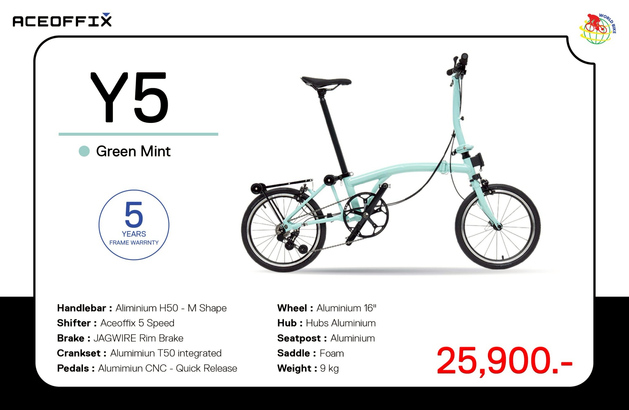จักรยานพับได้ ACEOFFIX รุ่น Y5