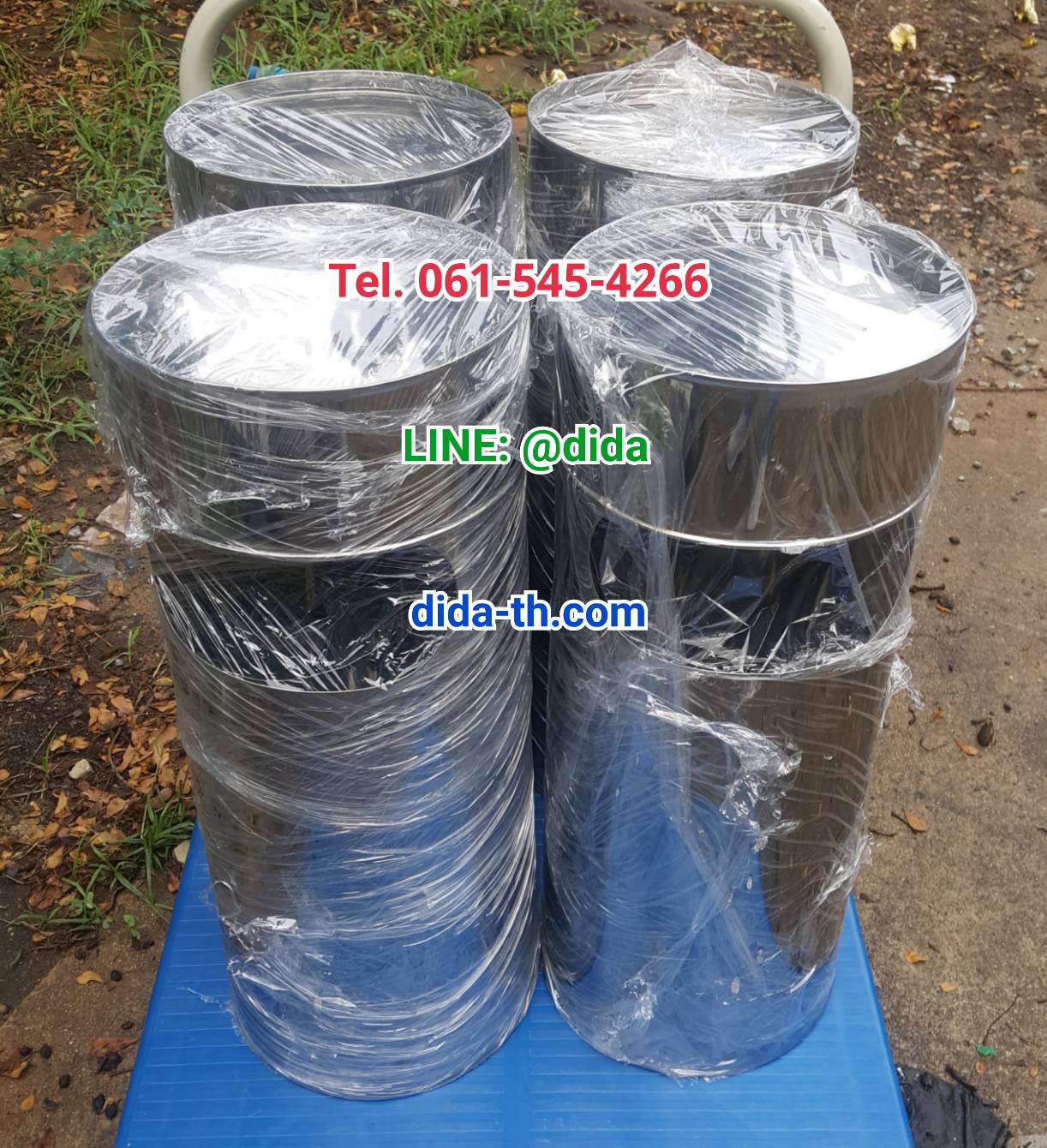 ถังขยะสเตนเลส พร้อมที่เขี่ยบุหรี่ คอตั้ง ขนาด 8 นิ้ว